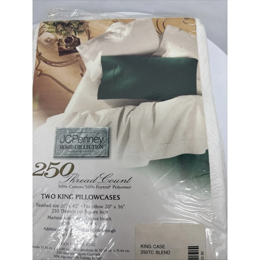 JCPenny Home Collection 2 King Pillowcases Cool White‎ 20 x 36